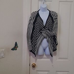 Womens Alfani striped short draped cardigan